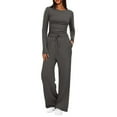 thumbnail image 1 of Scacto 2 Piece Matching Sweatsuit Lounge Set Womens High Waisted Wide Leg Pants Side Ruching Crop Top Sets Tracksuit Outfits, 1 of 6