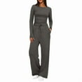 thumbnail image 1 of Scacto 2 Piece Matching Sweatsuit Lounge Set Womens High Waisted Wide Leg Pants Side Ruching Crop Top Sets Tracksuit Outfits, 1 of 6