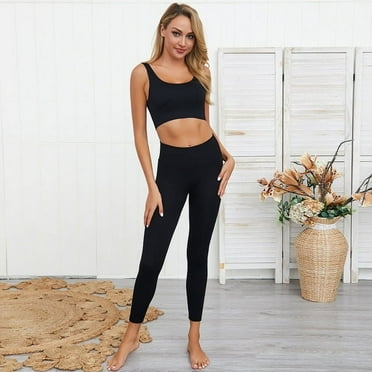 Scacto 2 Piece Workout Sets For Women High Waisted Seamless Leggings With Padded Stretchy Sports Bra Sets Gym Clothes Bodysuit
