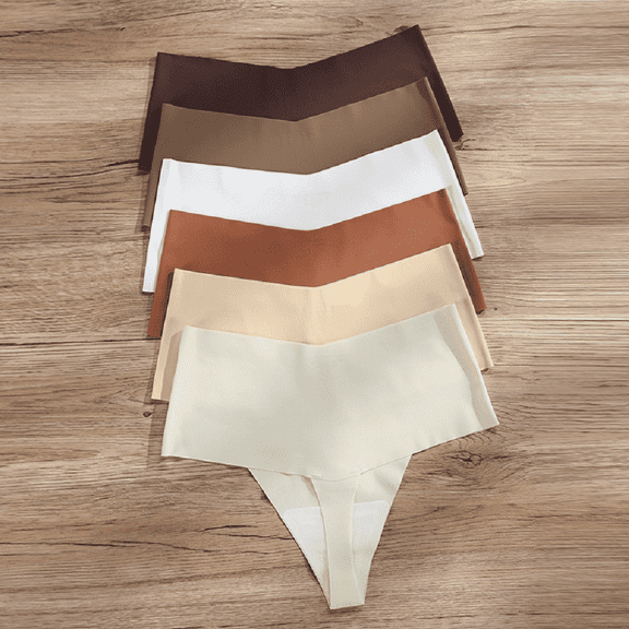 Scacto 6pcs Women High Waisted Thong Underwear Seamless Thongs for Women Tummy Control Thong Soft No Show Panties