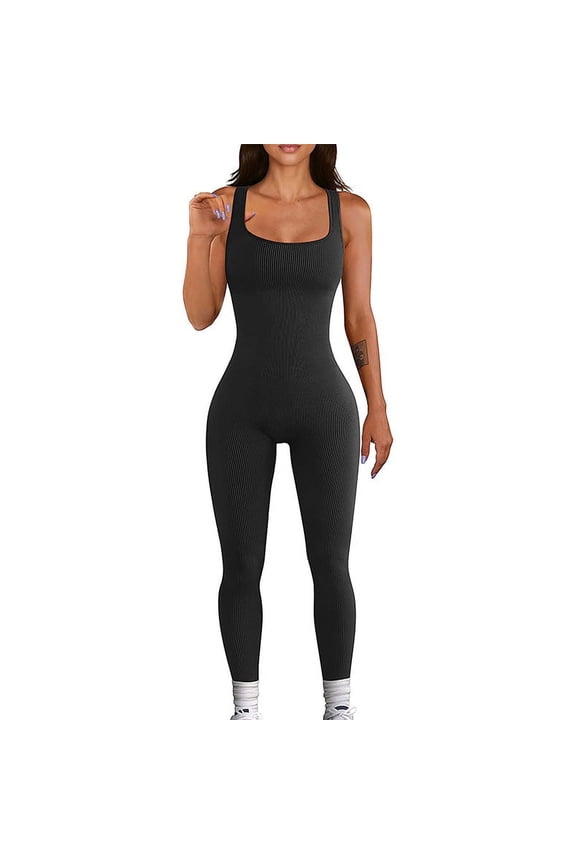 Jumpsuit for Women Workout Seamless Jumpsuits Yoga Ribbed One Piece Tank Tops Rompers Sleeveless Exercise Jumpsuits