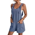 thumbnail image 1 of Scacto Women's Adjustable Strap Knot Front Romper Short Jumpsuit Overalls with Pocket, 1 of 6