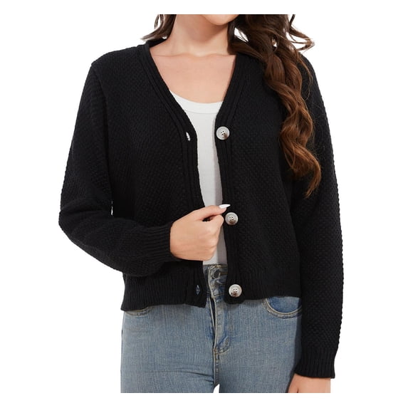 Scacto Women's Cardigan Sweaters Open Front Long Sleeve Button Down Knit Jackets with Pockets