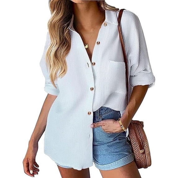 Scacto Women's Cotton Button Down Shirt with Pocket, Size S