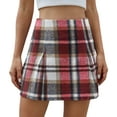 thumbnail image 1 of Scacto Women's Elastic Waist Plaid Pleated Skirt High Waisted Tartan Skater School Uniform Mini Skirt, 1 of 5