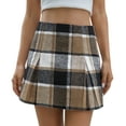 thumbnail image 1 of Scacto Women's Elastic Waist Plaid Pleated Skirt High Waisted Tartan Skater School Uniform Mini Skirt, 1 of 5