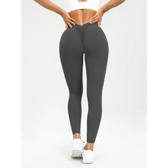 Scacto Women's High Waist Yoga Pants,Back V-Shaped Butt Lift,Peach Butt,Tummy Control Workout Running Yoga Leggings for Women