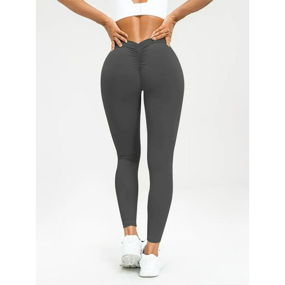 Scacto Women's High Waist Yoga Pants,Back V-Shaped Butt Lift,Peach Butt,Tummy Control Workout Running Yoga Leggings for Women