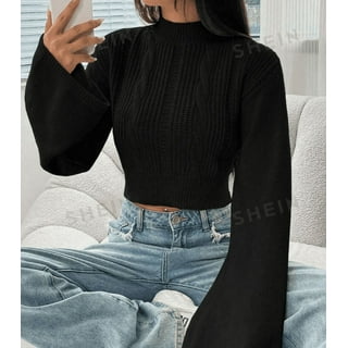 Shyanne Women's Rib Knit Mock Neck Bell Sleeve Top