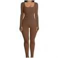 thumbnail image 1 of Scacto Women's One-piece Suit, Fitness Jumpsuit Workout Long Sleeve Square Collar Clothing Slim Long Sleeve Hip-lifting Jumpsuit for Vacation, 1 of 5