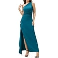 thumbnail image 1 of Scacto Women's Sexy One Shoulder Satin High Split Cocktail Wedding Party Maxi Dress, 1 of 7