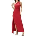 thumbnail image 1 of Scacto Women's Sexy One Shoulder Satin High Split Cocktail Wedding Party Maxi Dress, 1 of 7