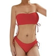 thumbnail image 1 of Scacto Women's Two Piece Swimsuit Bathing Suit Tie Side Ribbed Bandeau Bikini Set Swimwear Shoulders Push-up Bathing Suits, 1 of 6