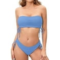 thumbnail image 1 of Scacto Women's Two Piece Swimsuit Bathing Suit Tie Side Ribbed Bandeau Bikini Set Swimwear Shoulders Push-up Bathing Suits, 1 of 6