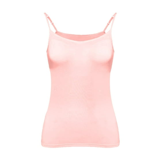 Scacto Womens Modal Built-in Shelf Bra Padded Basic Camisole Adjustable Spaghetti Strap Tank Tops Yoga Top Shirt Cotton Undershirt