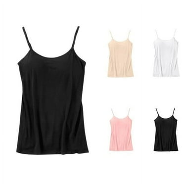 Scacto Womens Modal Built-in Shelf Bra Padded Basic Camisole Adjustable Spaghetti Strap Tank Tops Yoga Top Shirt Cotton Undershirt