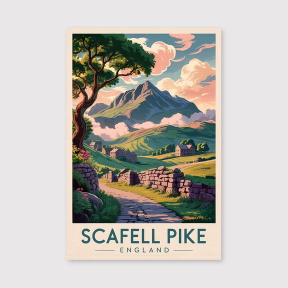 Scafell Pike Print Canvas Lake District Wall Art England Mountain Canvas UK Hiking Decor Canvas for Nature British Landscape Art-1WN1844