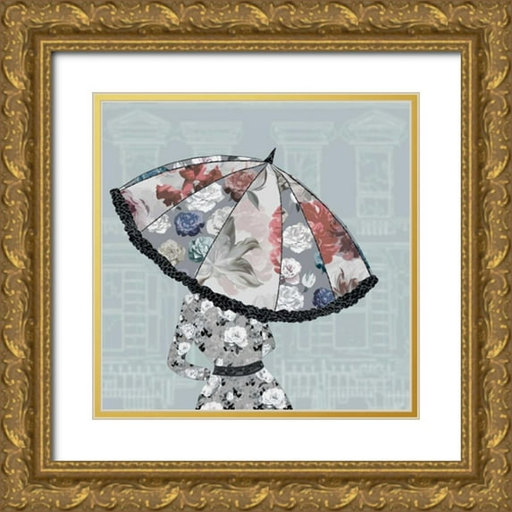 Scaffardi, Sally 12x12 Gold Ornate Wood Framed with Double Matting Museum Art Print Titled - Umbrella II