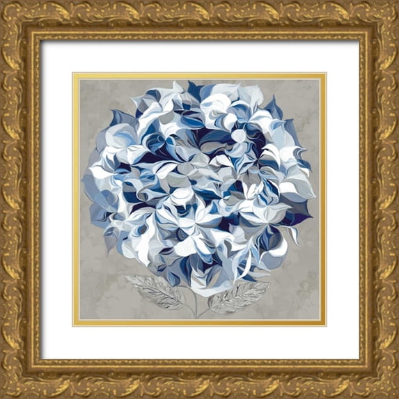 Scaffardi, Sally 20x20 Gold Ornate Wood Framed with Double Matting Museum Art Print Titled - Elegant Hydrageas I