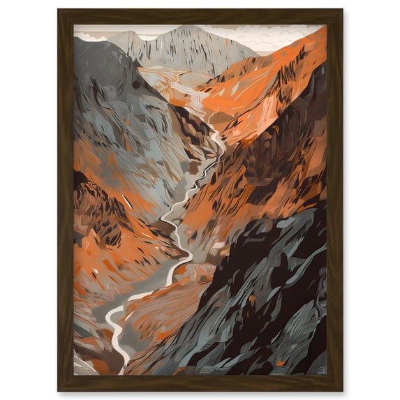 Scaffel Pike Hiking Trail Rocky Mountain Landscape Artwork Framed Wall Art Print A4