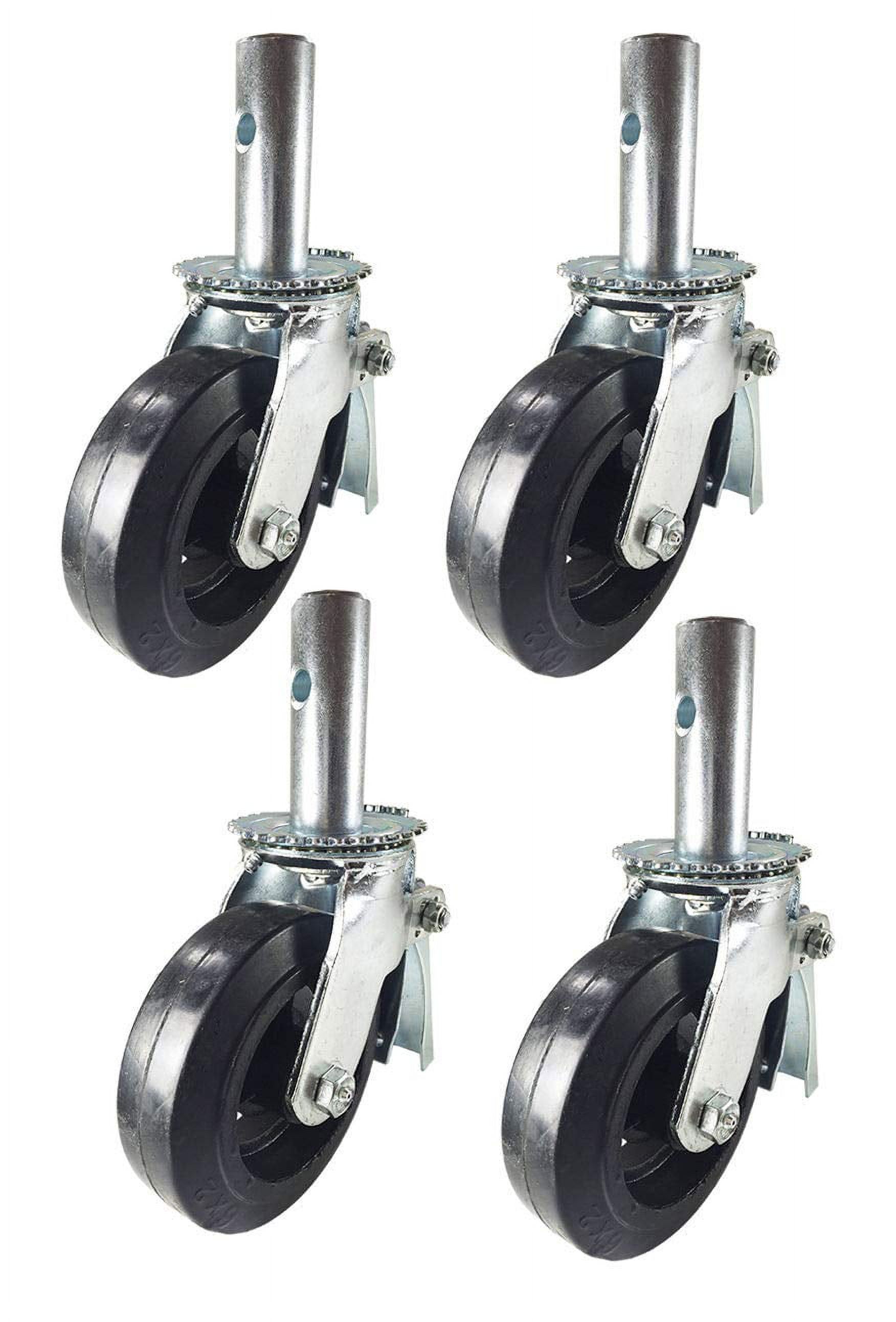 Scaffold Caster 6" X 2" Black Wheels W/Locking Brakes 2000 Lbs Capacity 4 Pcs