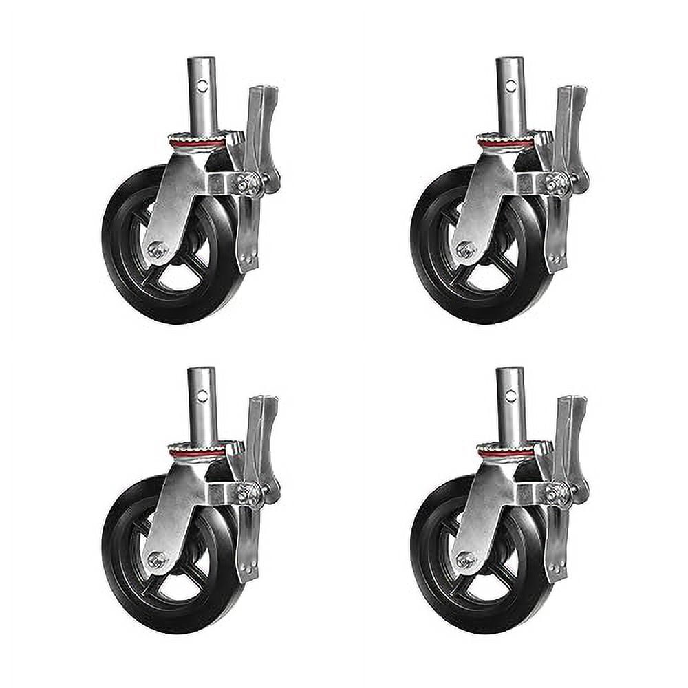 Scaffold Casters 6"X 2" Heavy Duty Casters, Dual Locking Rubber Swivel Caster 360 Degrees