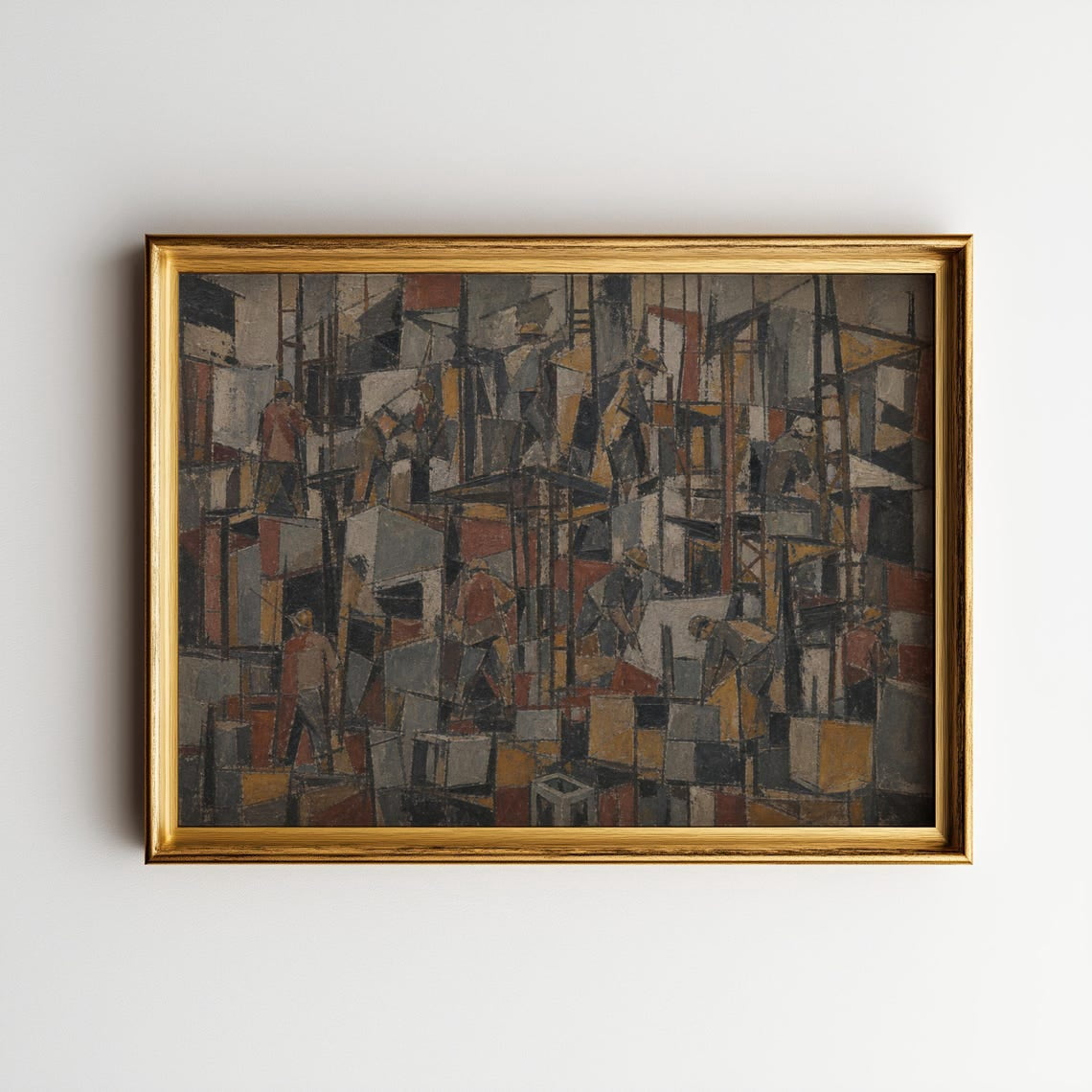 Scaffold City Industrial Construction Wall Art Print, Gray Rust ...