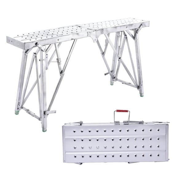 Scaffolding Equipment, Step Ladders, Portable Multipurpose Folding Scaffolding Work Scaffold Tower Ladder Stool Bench Adjustable Height, Galvanized Steel Welding