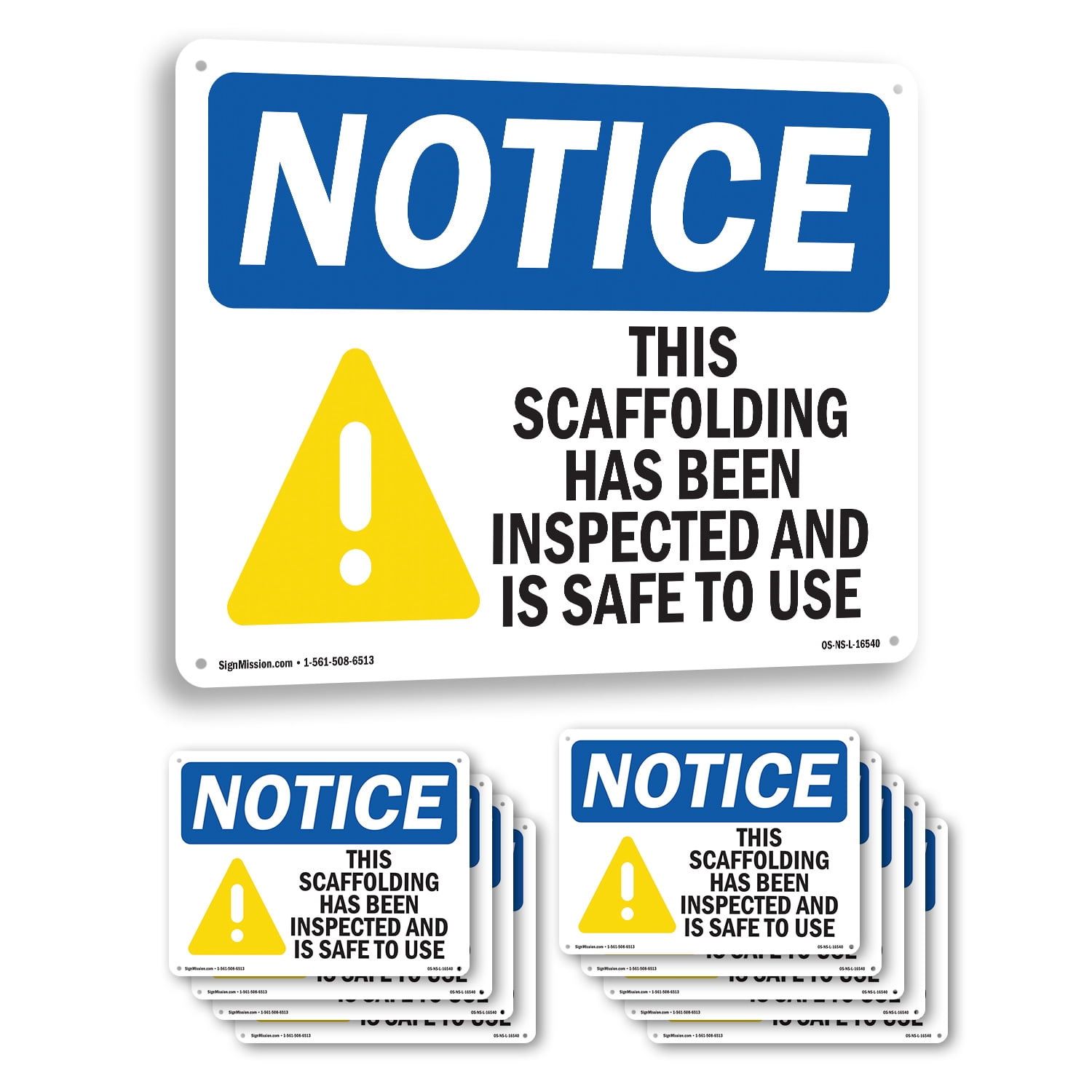 Scaffolding Rentals Sign Scaffolding Has Been Inspected Safe To Use OSHA Notice Aluminum Sign 24 ...