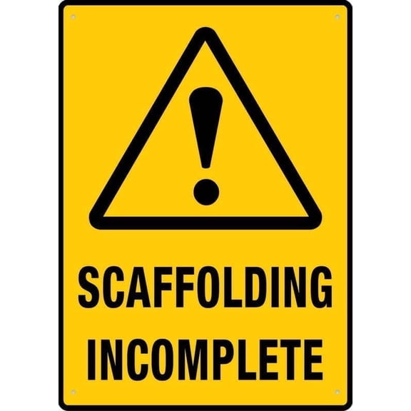 Scaffolding Incomplete Construction Hazard Metal Sign 8x12 Inch Building Warning Wall Plaque for Garden Yard Factory Construction Site Indoor Outdoor Engineering Working Area Reminder Decor
