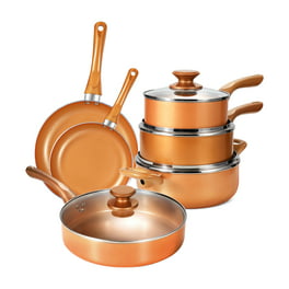 Paris Hilton Ceramic Nonstick Cookware Set, Cast Aluminum with Dual Layer  Nonstick Coating, Gold Heart Knobs, Stay-Cool Handles, Made without PFAS