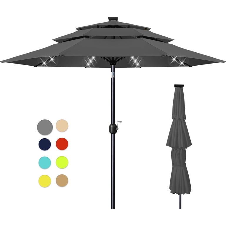 large patio umbrella with black pole Sunnyglade 9' and White Outdoor Table Umbrella 8 Ribs Introducing the Grande Round Cantilever Umbrella Black Patio Umbrellas | Black