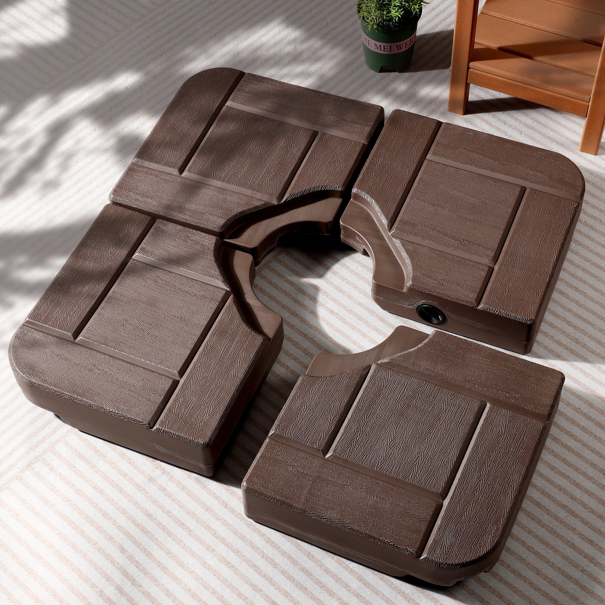 Scafild 4Piece HeavyDuty Mobile Umbrella Stand, Fillable with Water