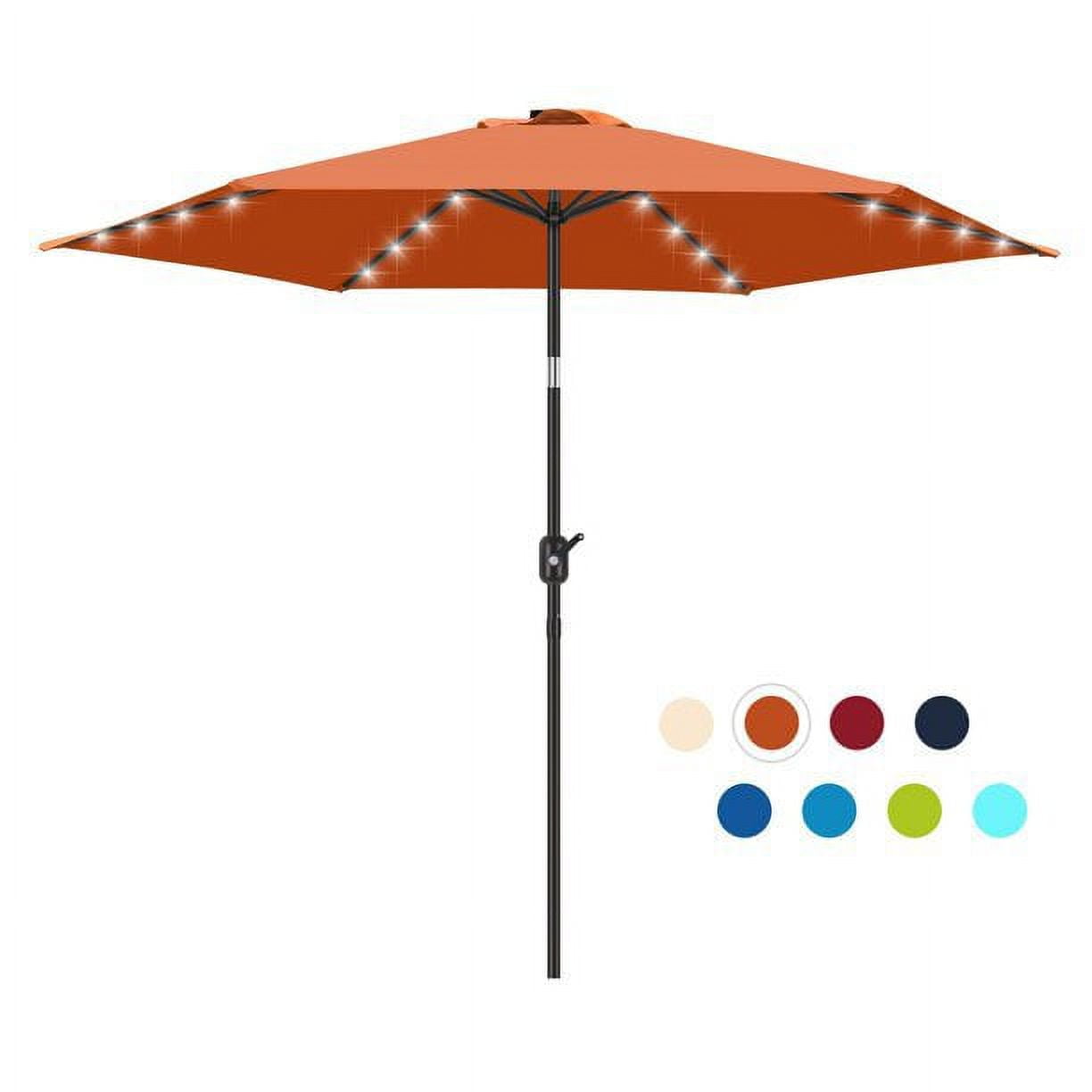 Scafild | 7.5 Ft Solar LED Light Patio Umbrella Outdoor W/ Easy Tilt - Coral Red