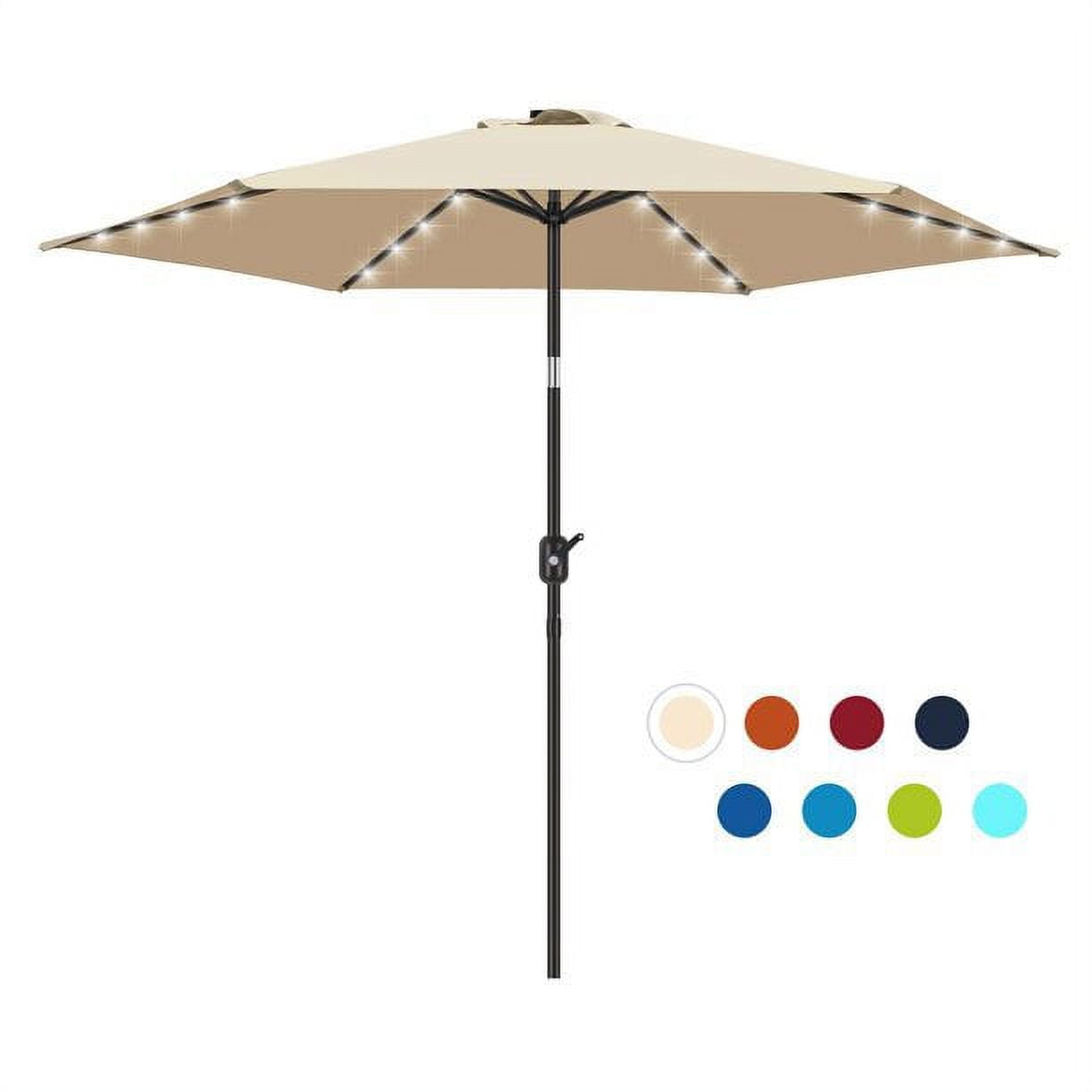 Off-White Solar LED Lighted 7.5' Rectangular Patio Umbrella with Alloy Steel Frame