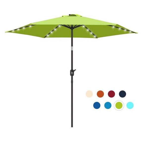 Scafild | 7.5 Ft Solar LED Light Patio Umbrella Outdoor W/ Easy Tilt - Yellow Green