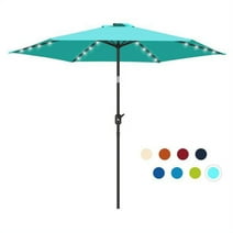 Scafild | 7.5 ft Solar LED Light Patio Umbrella Outdoor W/ Easy Tilt - Peacock Blue
