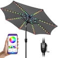 thumbnail image 1 of Scafild | 7.5ft Outdoor Patio Umbrella with Solar Lights, Outdoor Market Umbrella with Colorful LED Lights and Tilt and Crank - Gray, 1 of 10
