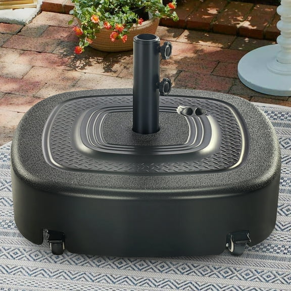 Scafild | 88lbs Square Water & Sand Filled Mobile Patio Umbrella Base Heavy Duty Market Stand with 4 Wheels and 2 Locks