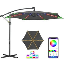 Scafild | 10 ft Colorful Lighted Cantilever Offset Hanging Outdoor Patio Umbrella W/ Easy Tilt - Gray