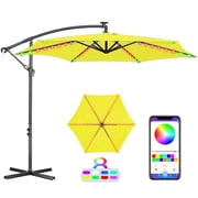Scafild | 10 ft Colorful Lighted Cantilever Offset Hanging Outdoor Patio Umbrella W/ Easy Tilt - Yellow
