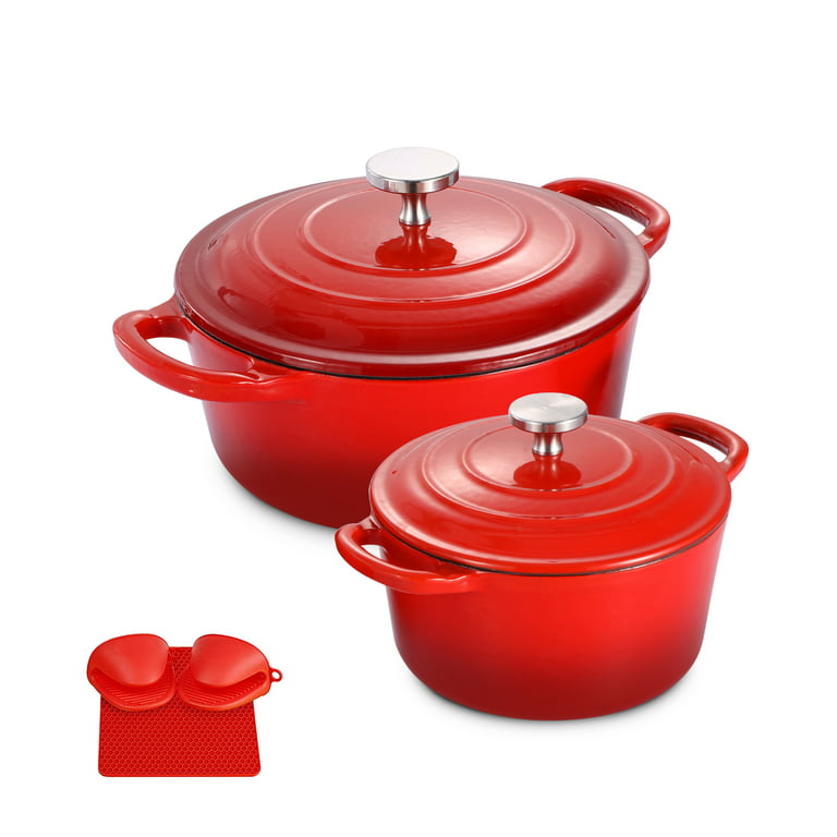 Dropship COOKWIN 5 Quart Cast Iron Dutch Oven ; Bread Baking Pot With Self  Basting Lid; Porcelain Enameled Surface Cookware Pot; Great Christmas Gifts  For Family; Red to Sell Online at a
