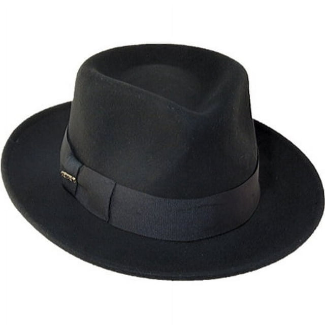 Scala Classico Men's Wool Felt Crushable Black Fedora Hat