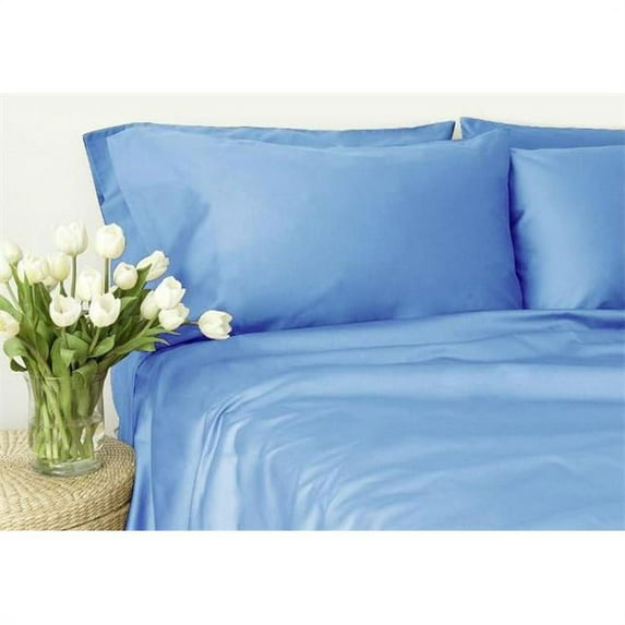 Scala Home 600 Thread Count 100 Percent Egyptian Cotton Light Blue Solid 4 Piece Bed Sheet Set - King