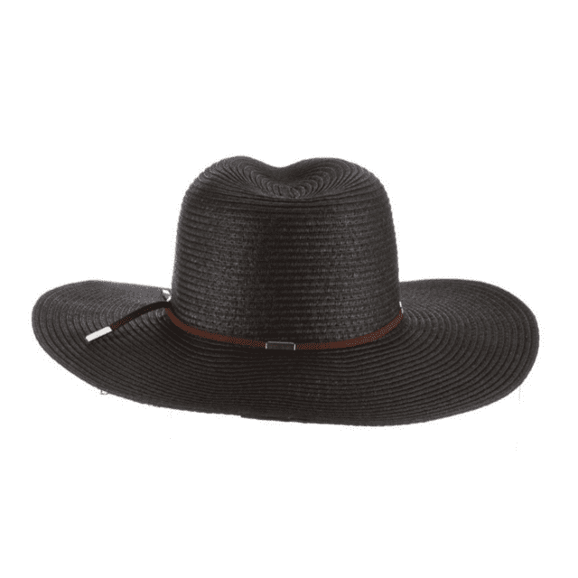 Scala TSCLP249-BLK Braid Safari Hat with Faux Suede Trim- Black. One Size
