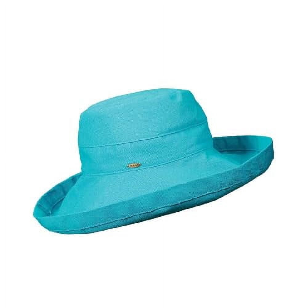 Scala UPF 50+ Cotton Sun Hat For Women – 3 Inch Brim, Drawstring Fit, Lagoon Color