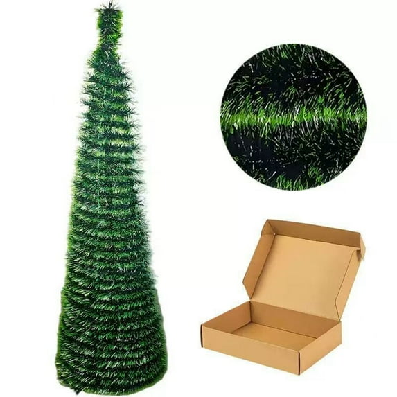 Scalable Christmas Tree with 5 Feet Green Leaves Foldable Spiral Tree Christmas Decoration Ornament for Home and Party