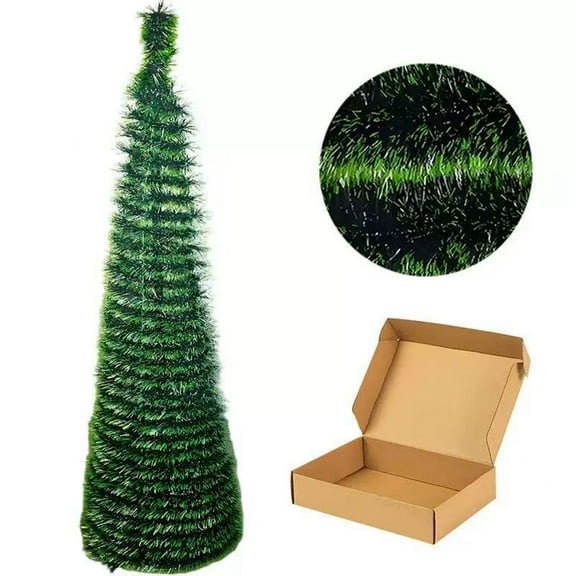 Scalable Christmas Tree with 5 Feet Green Leaves Foldable Spiral Tree Christmas Decoration Ornament for Home and Party