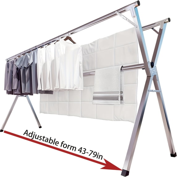 200 Telescopic Freestanding Stainless Steel Clothes Drying Rack, Silver ...