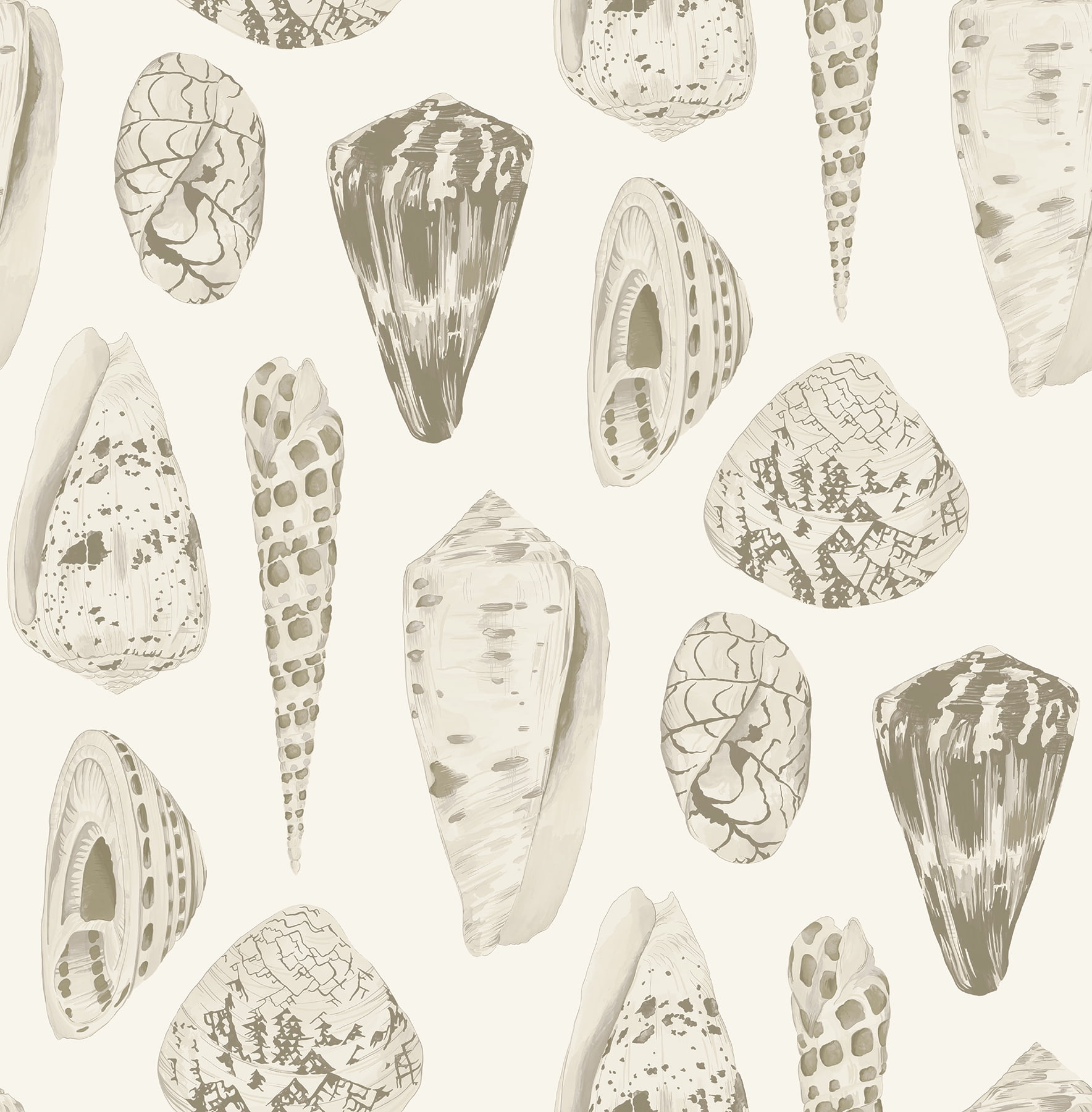 Cream and Off-White Vinyl Seashell Self-Adhesive Wallpaper Roll